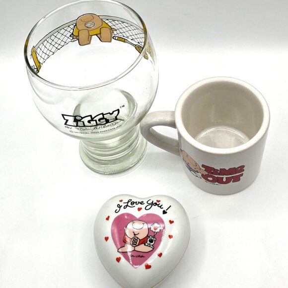 Vintage ZIGGY BY TOM WILSON COLLECTION of Coffee cup ~ Tennis Glass ~Trinket Box - Picture 6 of 14